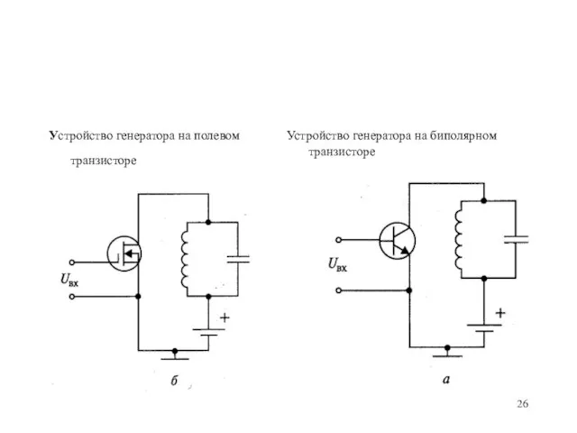 Устройство генератора на полевом транзисторе Устройство генератора на биполярном транзисторе