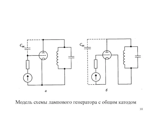 Модель схемы лампового генератора с общим катодом