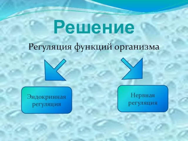 Регуляция функций организма Решение Эндокринная регуляция Нервная регуляция