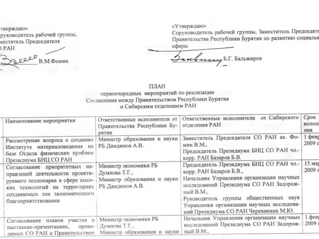 Соглашение между правительством РБ и СО РАН
