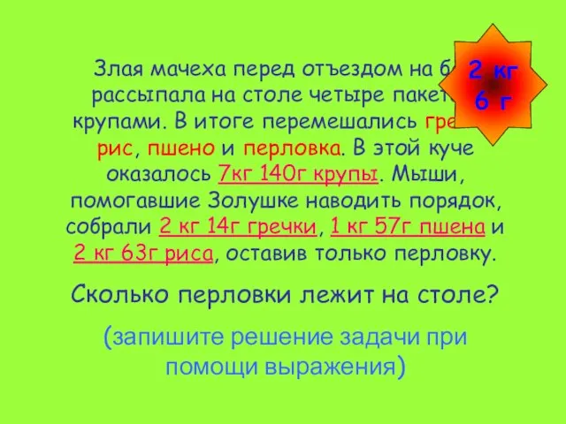 Злая мачеха перед отъездом на бал рассыпала на столе четыре пакета с