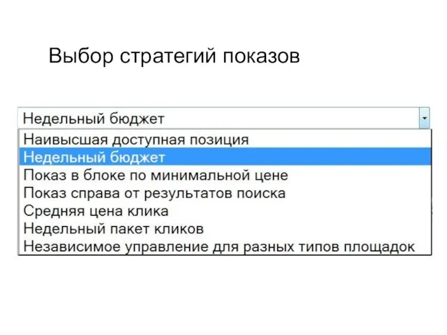 Выбор стратегий показов