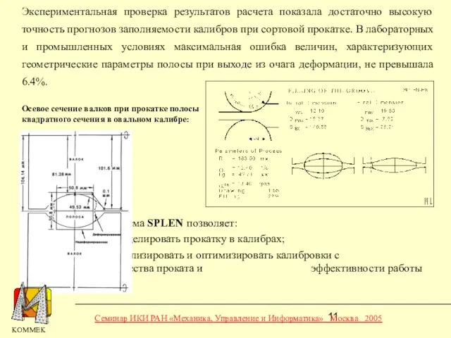 Экспериментальная проверка результатов расчета показала достаточно высокую точность прогнозов заполняемости калибров при