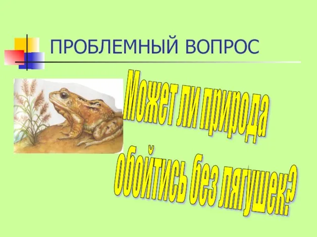 ПРОБЛЕМНЫЙ ВОПРОС Может ли природа обойтись без лягушек?