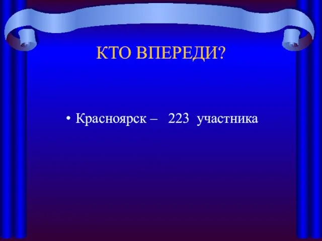 КТО ВПЕРЕДИ? Красноярск – 223 участника