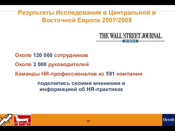 Результаты Исследования в Центральной и Восточной Европе 2007/2008 Около 120 000 сотрудников