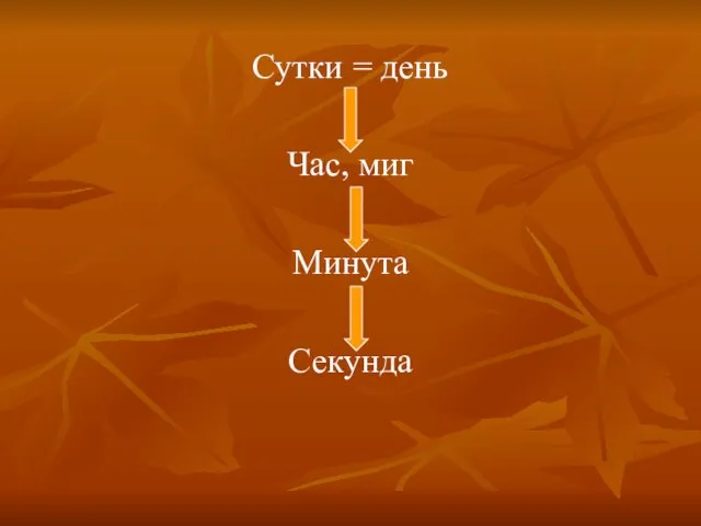 Сутки = день Час, миг Минута Секунда