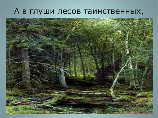 А в глуши лесов таинственных,