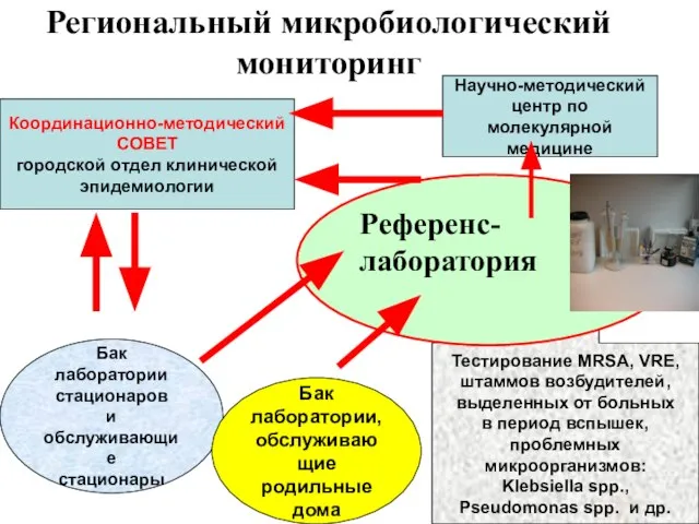 Региональный микробиологический мониторинг Координационно-методический СОВЕТ городской отдел клинической эпидемиологии Научно-методический центр по