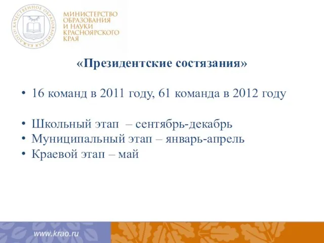 «Президентские состязания» 16 команд в 2011 году, 61 команда в 2012 году