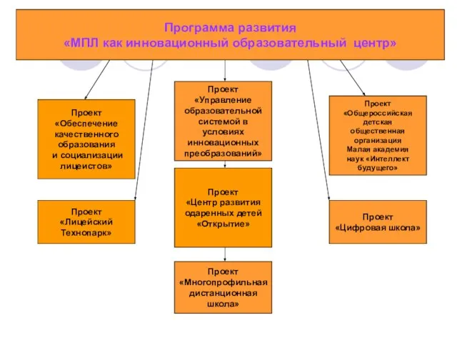 Программа развития «МПЛ как инновационный образовательный центр» Проект «Обеспечение качественного образования и