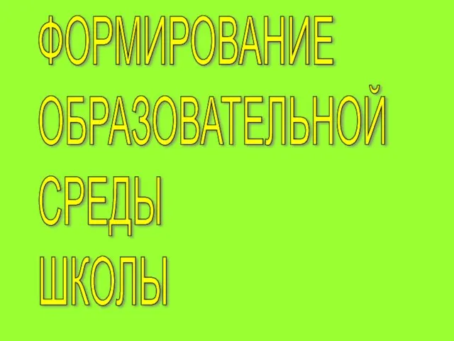 ФОРМИРОВАНИЕ ОБРАЗОВАТЕЛЬНОЙ СРЕДЫ ШКОЛЫ