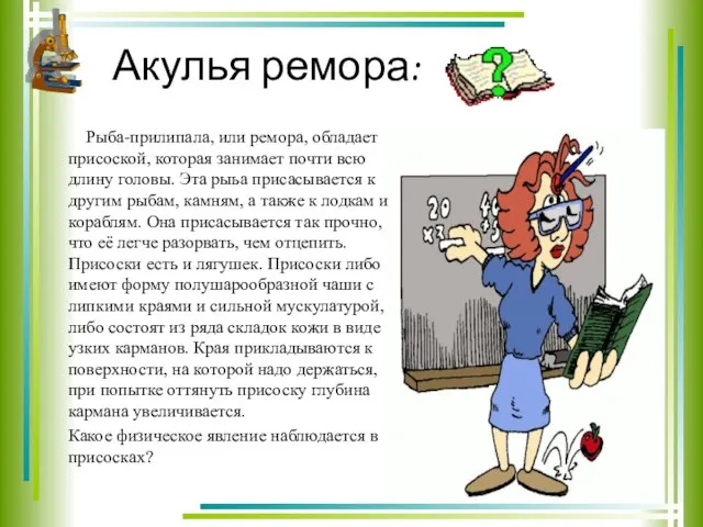 Акулья ремора: Рыба-прилипала, или ремора, обладает присоской, которая занимает почти всю длину