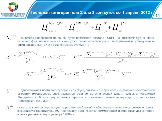 II ценовая категория для 2 или 3 зон суток до 1 апреля