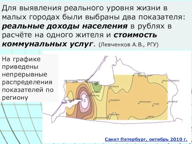 Для выявления реального уровня жизни в малых городах были выбраны два показателя: