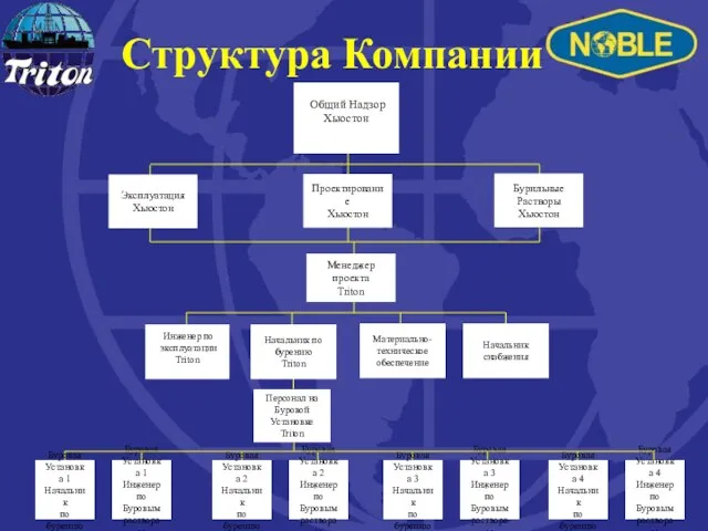 Структура Компании Общий Надзор Хьюстон Эксплуатация Хьюстон Инженер по эксплуатации Triton Начальник