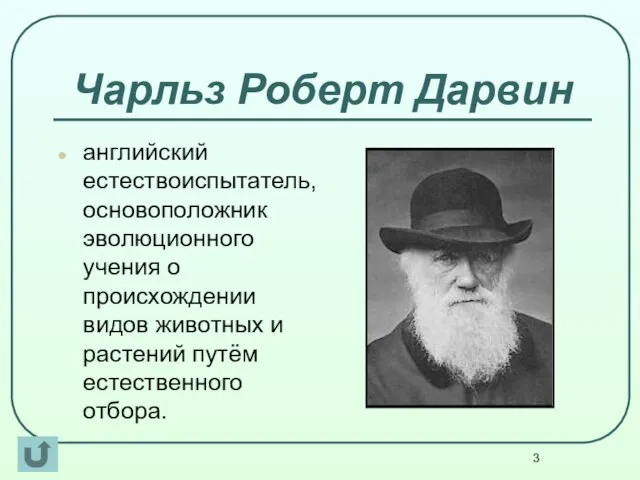 Чарльз Роберт Дарвин английский естествоиспытатель, основоположник эволюционного учения о происхождении видов животных