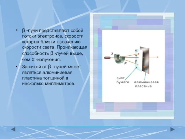 β -лучи представляют собой потоки электронов, скорости которых близки к значению скорости