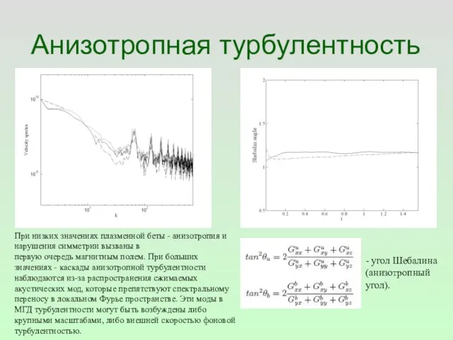 Анизотропная турбулентность - угол Шебалина (анизотропный угол). При низких значениях плазменной беты