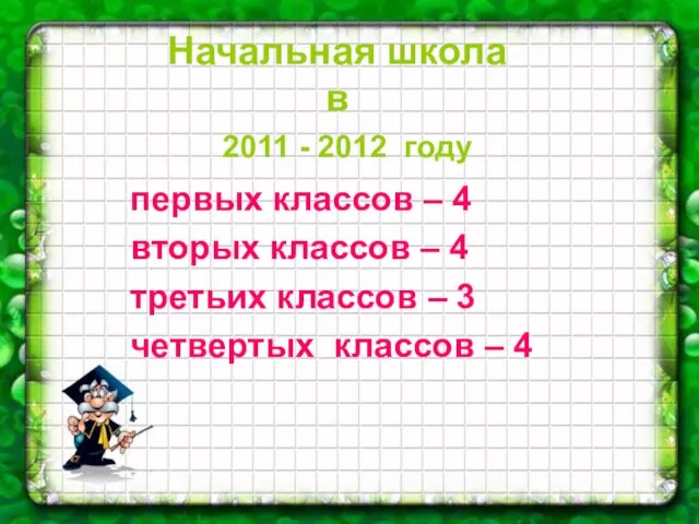 Начальная школа в 2011 - 2012 году первых классов – 4 вторых