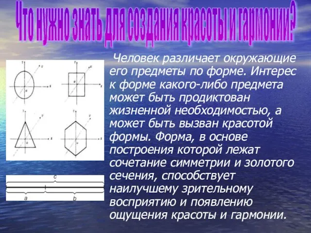 Человек различает окружающие его предметы по форме. Интерес к форме какого-либо предмета