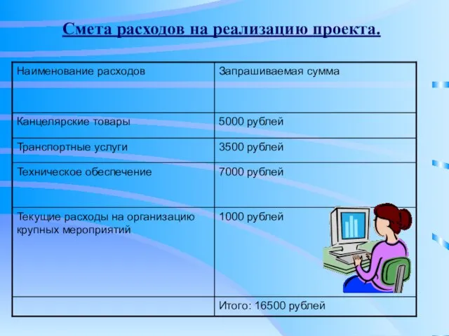 Смета расходов на реализацию проекта.