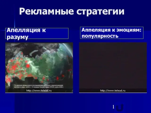 Рекламные стратегии Аппеляция к эмоциям: популярность Апелляция к разуму