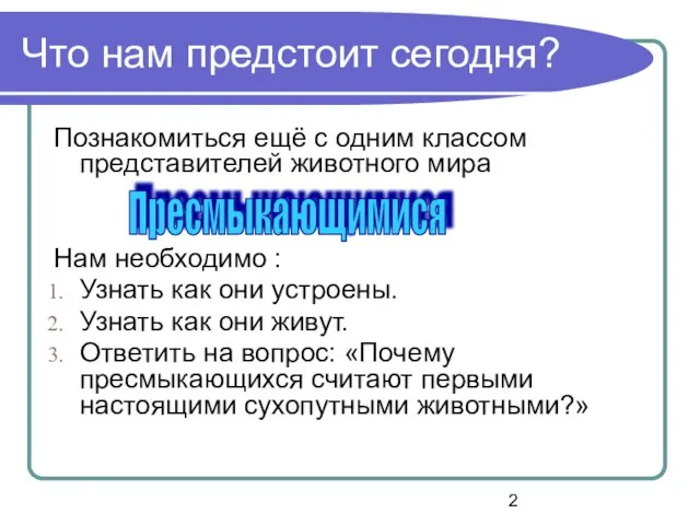 Что нам предстоит сегодня? Познакомиться ещё с одним классом представителей животного мира