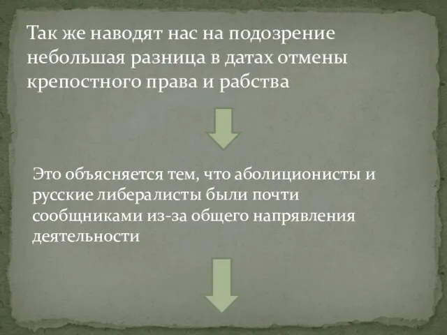 Так же наводят нас на подозрение небольшая разница в датах отмены крепостного