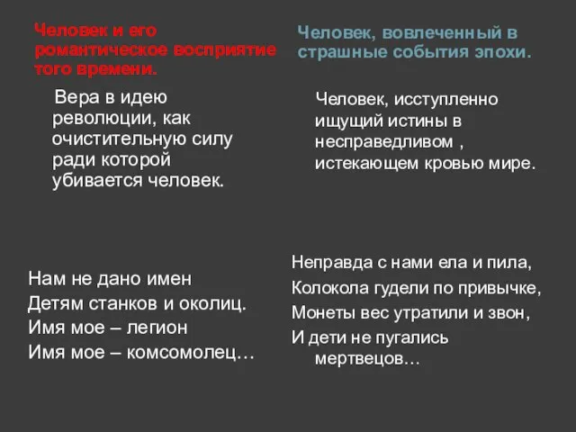 Человек и его романтическое восприятие того времени. Вера в идею революции, как