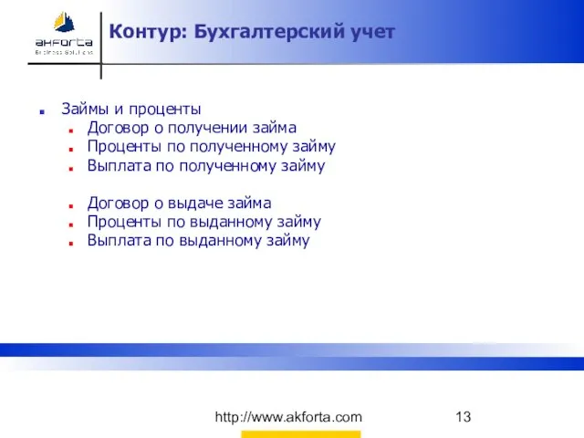 http://www.akforta.com Контур: Бухгалтерский учет Займы и проценты Договор о получении займа Проценты