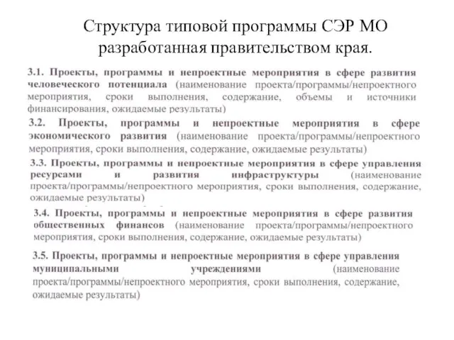 Структура типовой программы СЭР МО разработанная правительством края.