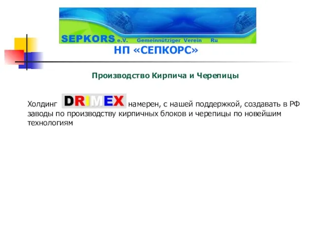 Производство Кирпича и Черепицы Холдинг намерен, с нашей поддержкой, создавать в РФ