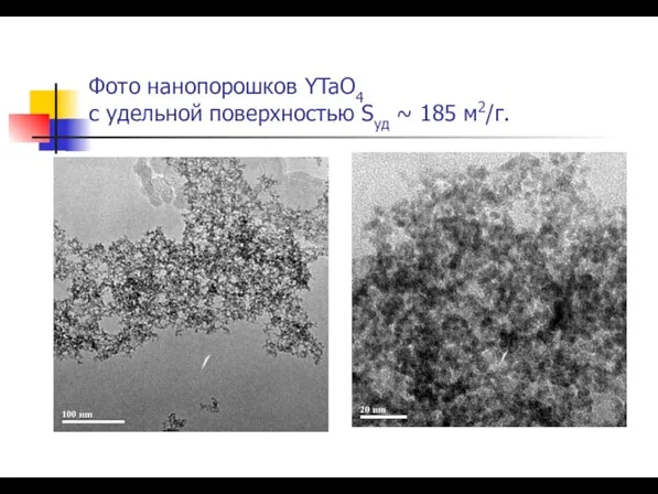 Фото нанопорошков YTaO4 с удельной поверхностью Sуд ~ 185 м2/г.