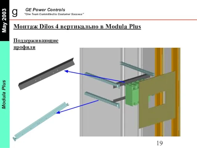 Поддерживающие профили Монтаж Dilos 4 вертикально в Modula Plus