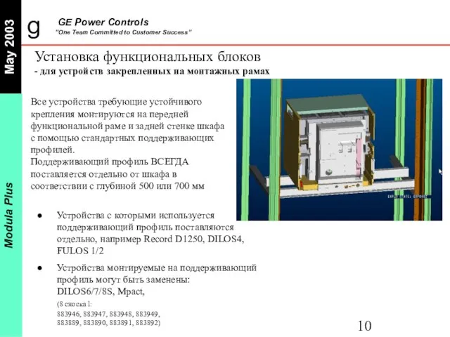 Установка функциональных блоков - для устройств закрепленных на монтажных рамах Все устройства