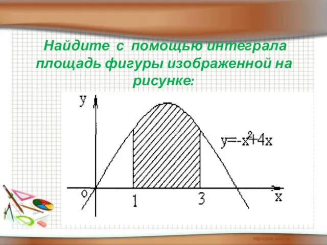 Найдите с помощью интеграла площадь фигуры изображенной на рисунке: