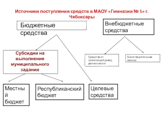 Субсидии на выполнение муниципального задания Бюджетные средства Источники поступления средств в МАОУ