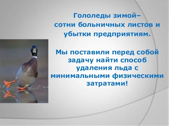 Гололеды зимой– сотни больничных листов и убытки предприятиям. Мы поставили перед собой