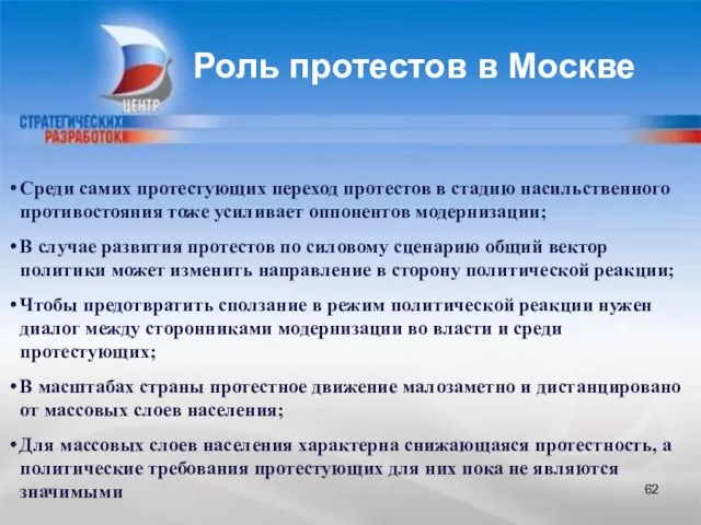 Среди самих протестующих переход протестов в стадию насильственного противостояния тоже усиливает оппонентов