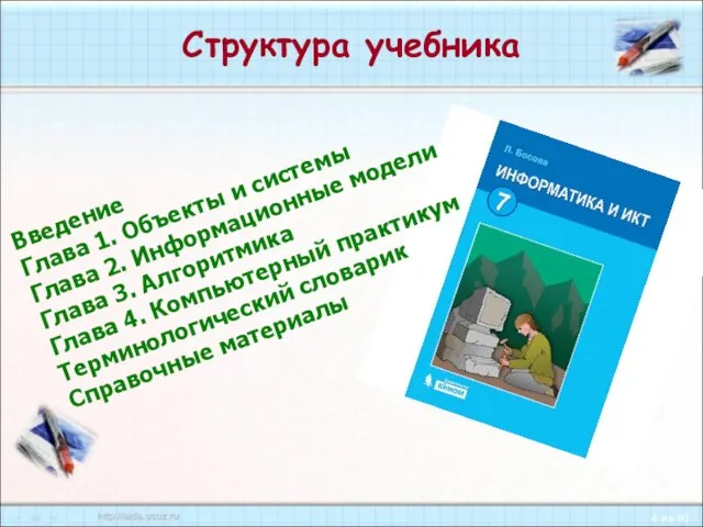 Структура учебника Введение Глава 1. Объекты и системы Глава 2. Информационные модели