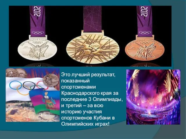 Это лучший результат, показанный спортсменами Краснодарского края за последние 3 Олимпиады, и
