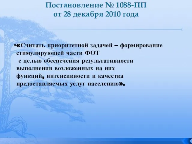 Постановление № 1088-ПП от 28 декабря 2010 года «Считать приоритетной задачей –