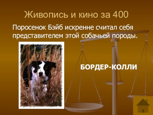 Живопись и кино за 400 Поросенок Бэйб искренне считал себя представителем этой собачьей породы. БОРДЕР-КОЛЛИ