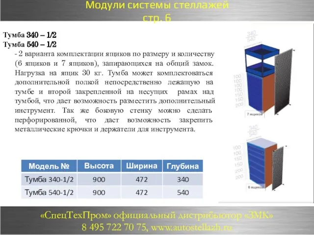 Тумба 340 – 1/2 Тумба 540 – 1/2 - 2 варианта комплектации