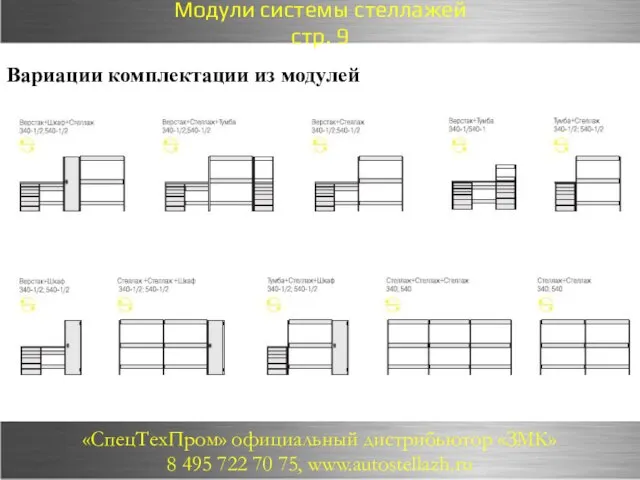 Вариации комплектации из модулей Модули системы стеллажей стр. 9 «СпецТехПром» официальный дистрибьютор