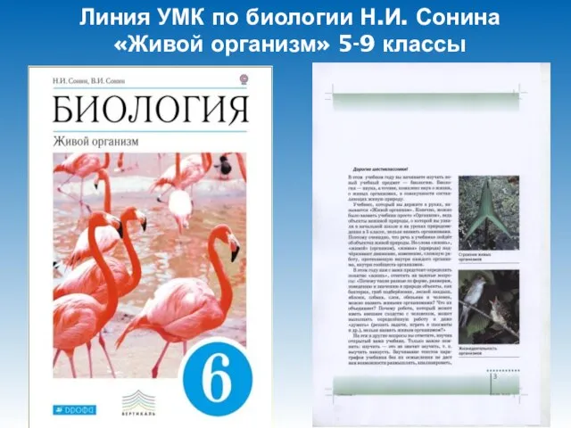 Линия УМК по биологии Н.И. Сонина «Живой организм» 5-9 классы