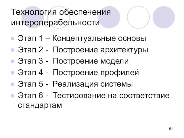 Технология обеспечения интероперабельности Этап 1 – Концептуальные основы Этап 2 - Построение