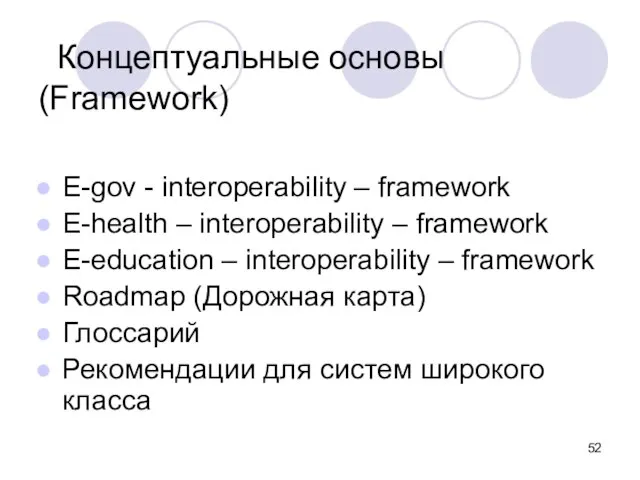 Концептуальные основы (Framework) E-gov - interoperability – framework E-health – interoperability –