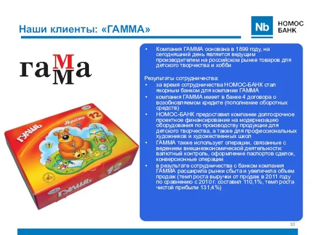 Наши клиенты: «ГАММА» Компания ГАММА основана в 1899 году, на сегодняшний день